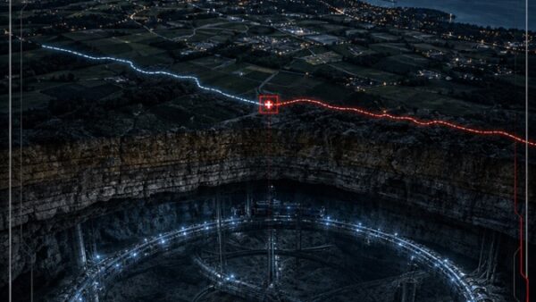 Illustration IA : LHC du CERN : 27 kilomètres sous la frontière