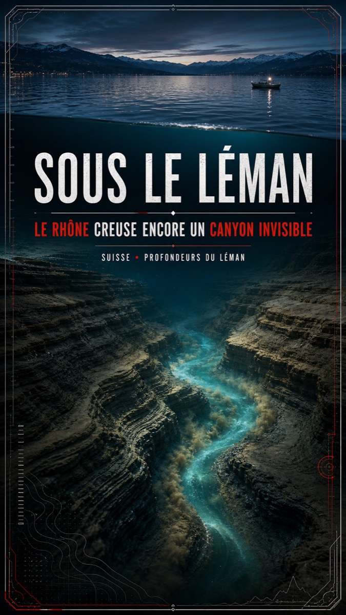 Illustration IA : Les canyons sous le Léman : le Rhône poursuit sa route